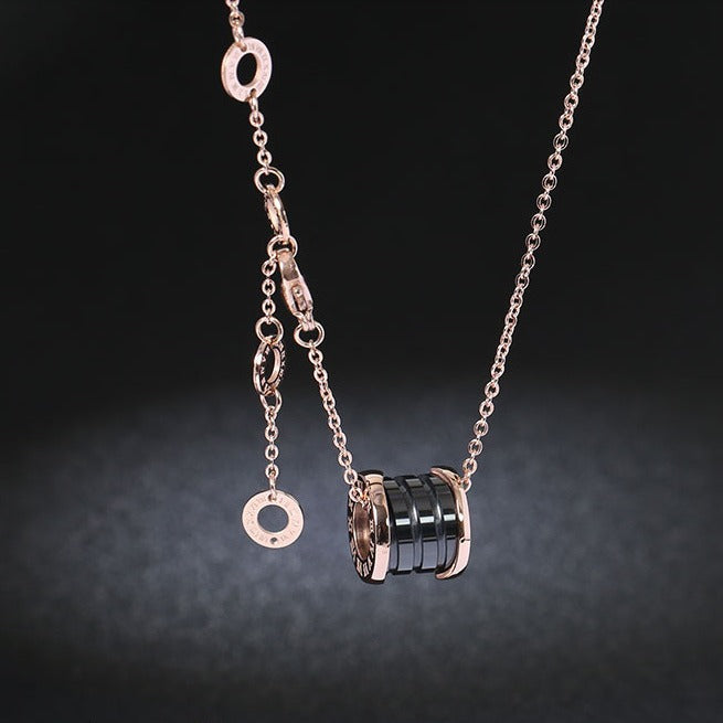 Wholesale Black Ceramic Necklace  Long Accessories Titanium Steel Spring Pendant Women's Clavicle Chain