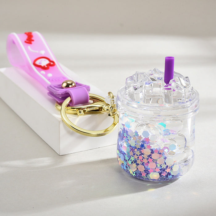 Wholesale Acrylic oil-filled pendant,  glow-in-the-dark iceberg cup keychain