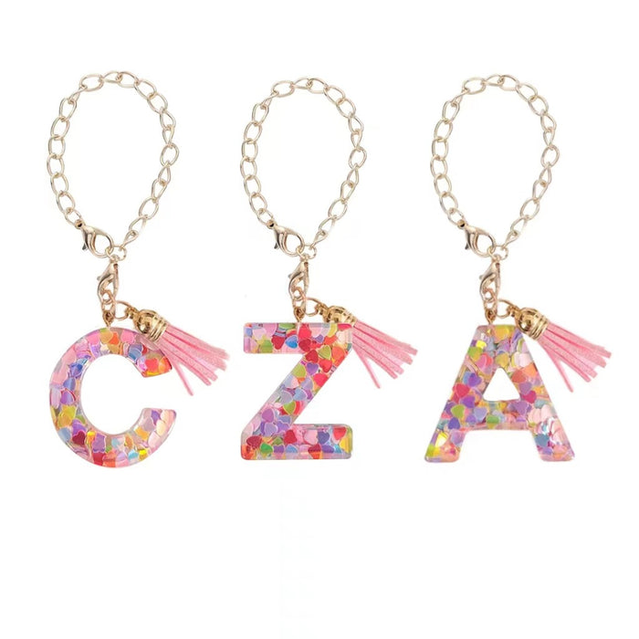 Wholesale Resin English Letter Pendant Keychain JDC-KC-JinZ003