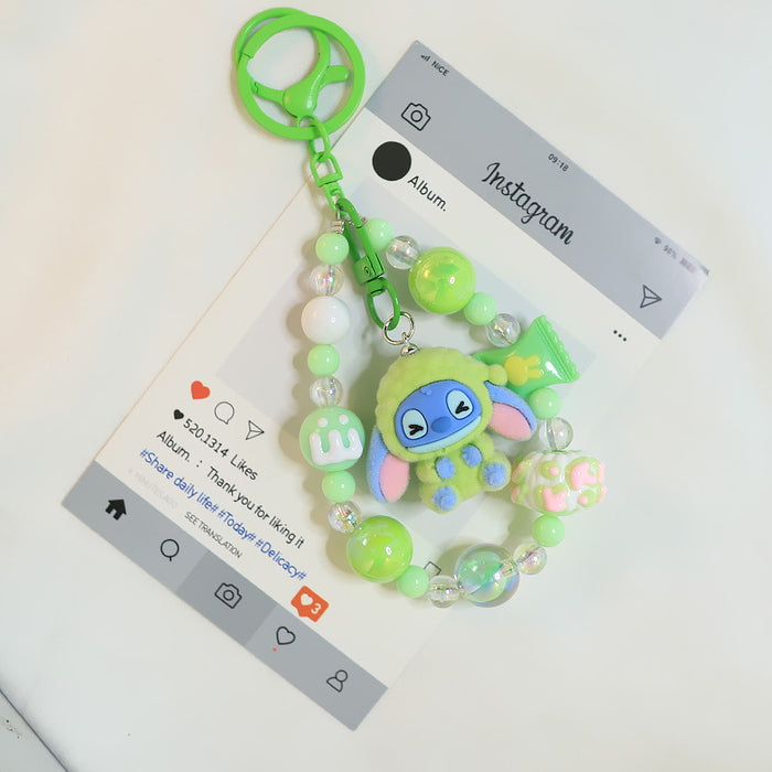 Wholesale Cartoon Plush Bag Beaded Chain Pendant Streaming Cute Doll Student Keychain Accessory