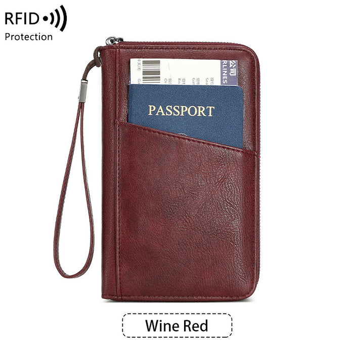 Wholesale RFID Anti-magnetic Zipper Passport Multifunctional Wallet