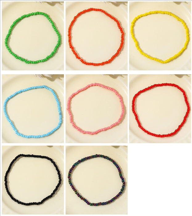 Wholesale Handmade colorful rice bead beach chain bracelet DIY finished bead string bracelet