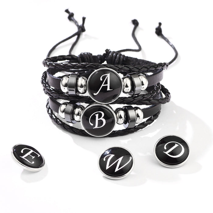 Wholesale 26 English Letters Leather Bracelet JDC-BT-QiN017