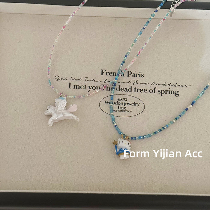 Wholesale Cartoon necklace for girls, colorful bead accessories, cute summer necklace, necklaces for girls
