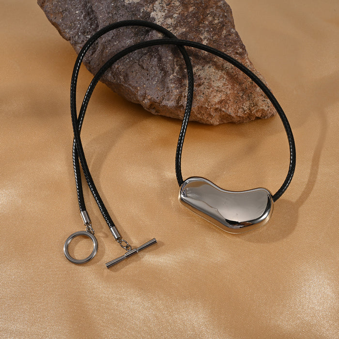Wholesale Fashionable, versatile, personalized, irregular stainless steel leather rope necklace with color preservation and electroplating