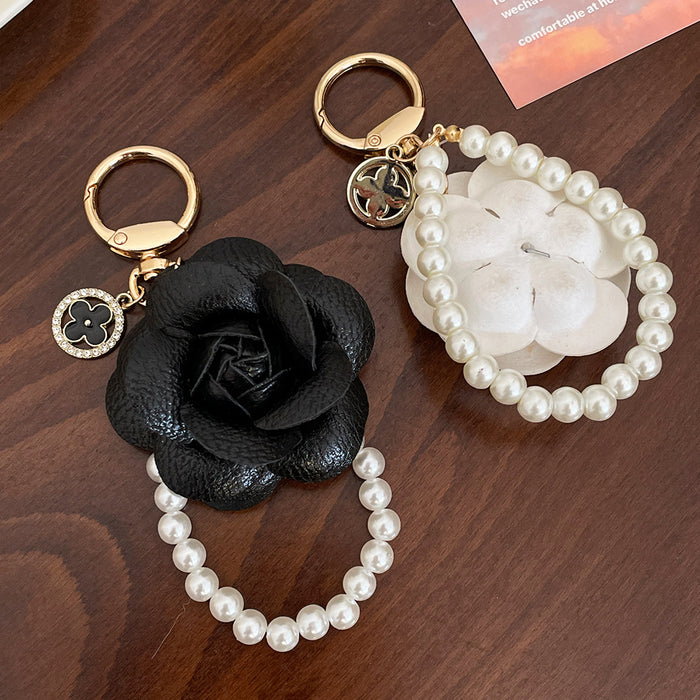 Wholesale Camellia Pearl Diamond Keychain JDC-KC-CH112