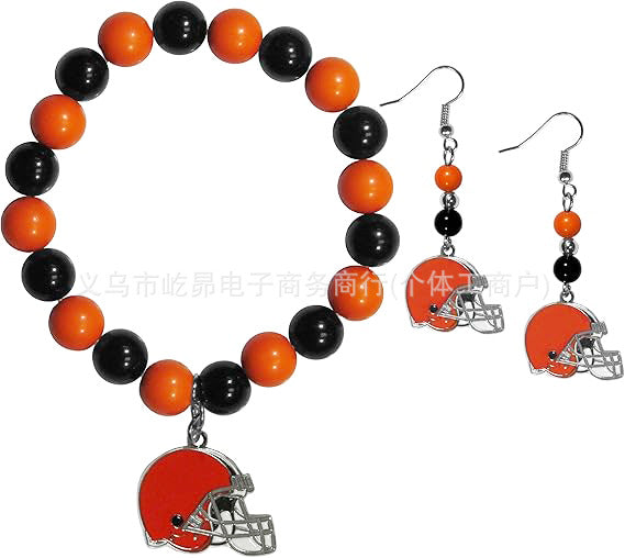 Wholesale Football Colored Candy Acrylic Bead Bracelet Earring Set
