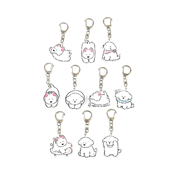 Wholesale Double-Sided Acrylic Cartoon Bichon Puppy Keychain Cute Bag Charm MOQ≥2