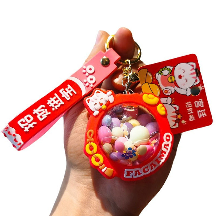 Wholesale PVC Oil-filled Lucky Cat Keychain JDC-KC-Tingm142