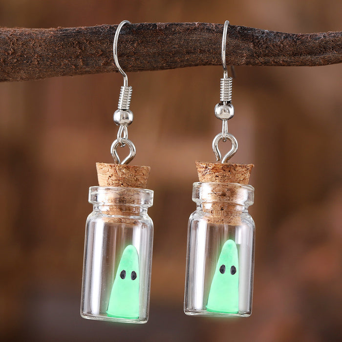 Wholesale  luminous ghost small pendant earrings necklace for women Luminous ghost exquisite drift bottle