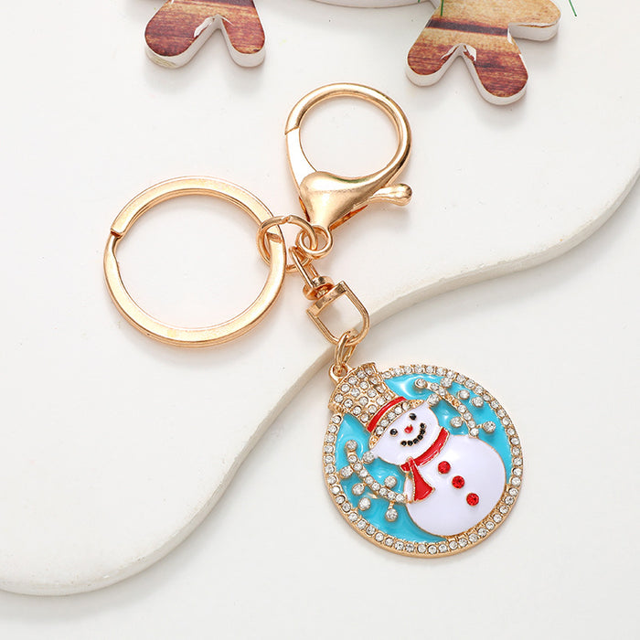 Wholesale Electroplated Metal Christmas Keychain – Gold  Pendant Gift Bag Charm