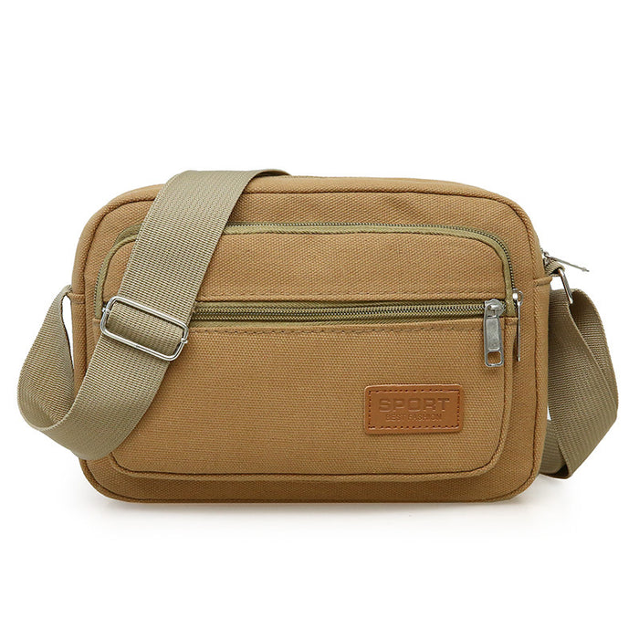 Wholesale Canvas men's bag, middle-aged and elderly backpack, large capacity multi-layer travel, simple and casual street vendor bag, men's single shoulder crossbody bag