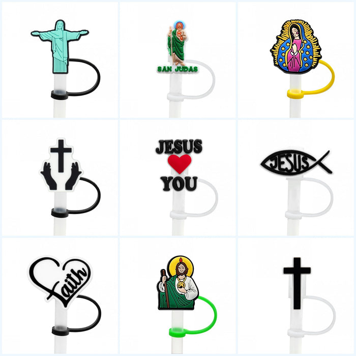 Wholesale Series Cartoon Straw Cover Straw Cap Silicone Dust Stopper Cute Anime Straw Decoration Cross border