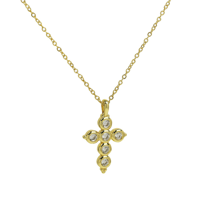 Wholesale 2PCS Brass Zircon Cross Pendant Necklace JDC-NE-BaiYi013