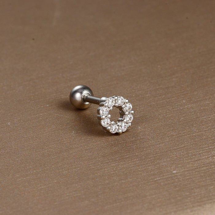 Wholesale Jewelry Stainless Steel Ear Nail Zircon Ball Screw Women