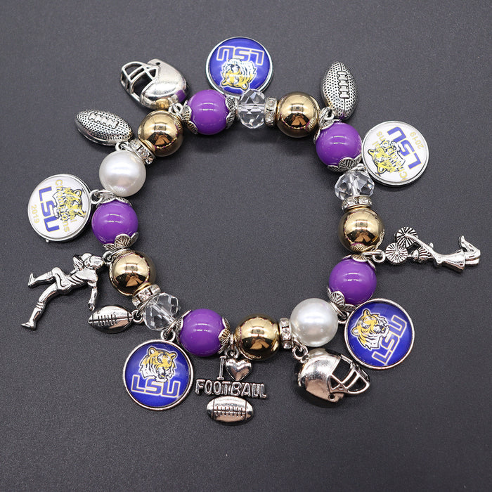 Wholesale Soccer Team Stretch Beaded Bracelet Unisex Steelers Saints