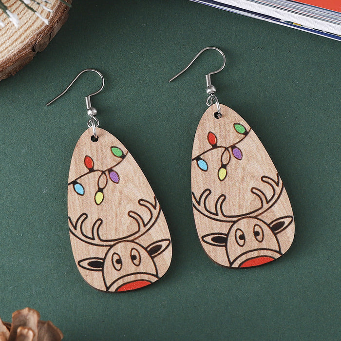 Wholesale Christmas Winter Elk Geometric Pendant Earrings