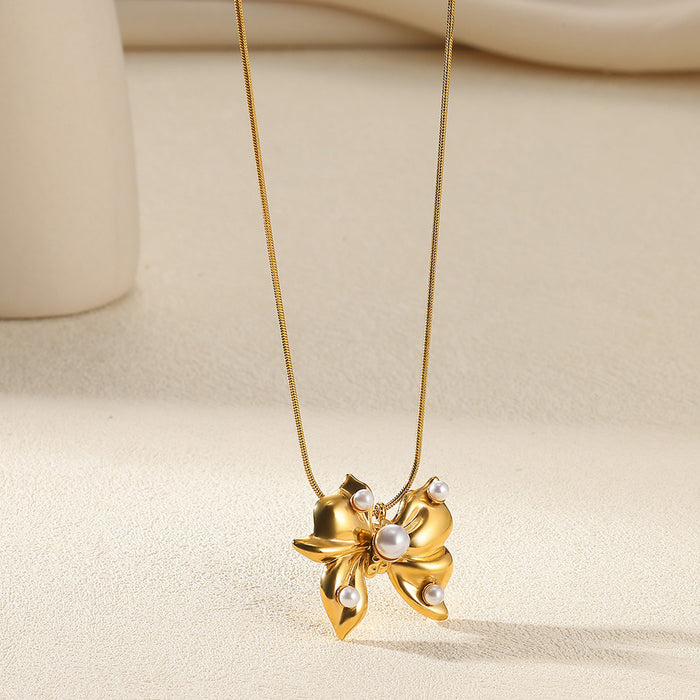 Wholesale Stainless Steel Flower Sunflower Necklace Minimalist Pendant Jewelry