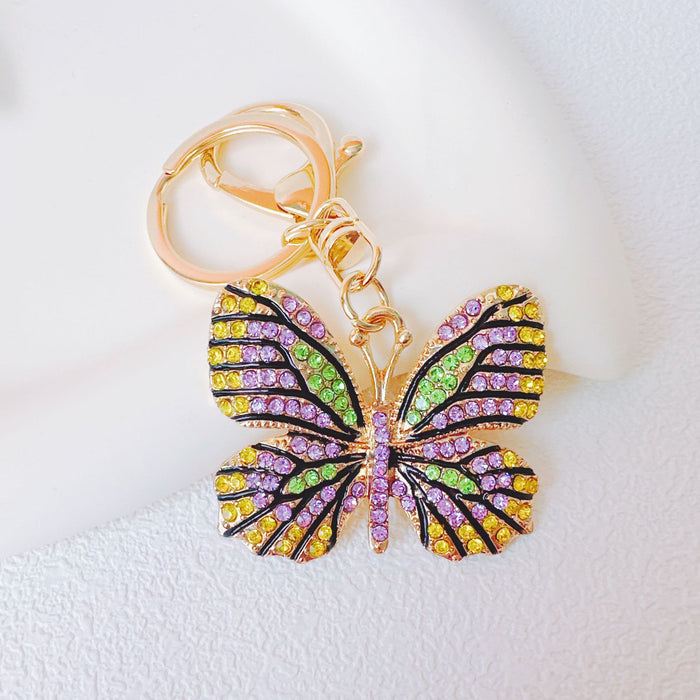 Wholesale Rhinestone Painted Colorful Butterfly Zinc Alloy Keychain JDC-KC-ZhanLun007