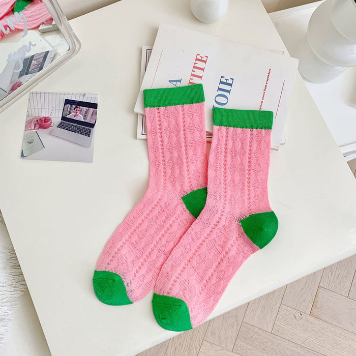 Wholesale Socks women's spring and summer new mesh pile socks women's middle tube