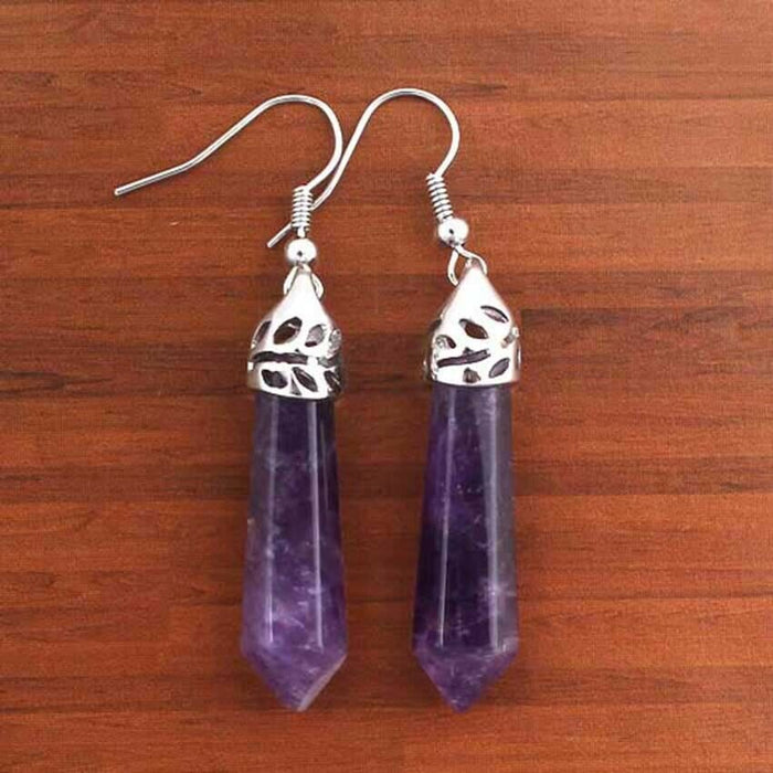 Wholesale Earrings Natural Crystal Natural Gemstone Hexagonal Post JDC-ES-YinW003