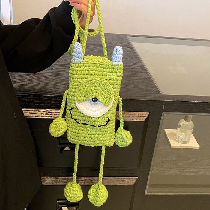 Wholesale Cartoon Cute Lamb Woven Bag Handmade Knitted Wool Bag Fashion Parent-Child Shoulder Crossbody Bag