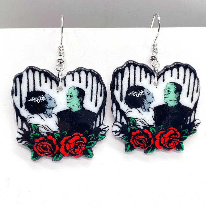 Wholesale Acrylic Earrings Ghost Bride Zombie Couple Earrings Valentine' s Day  Earrings Jewelry