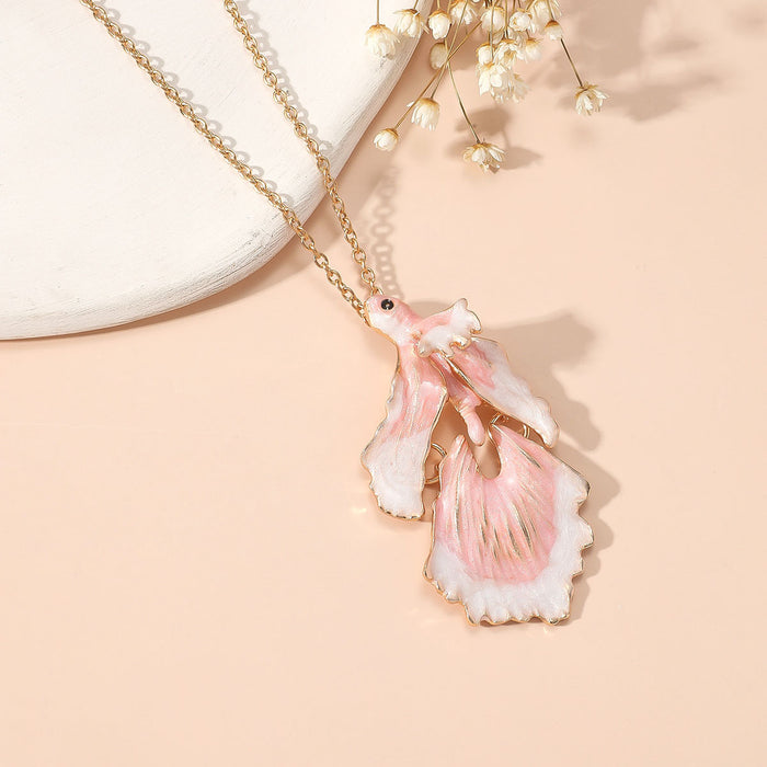 Wholesale Pink Fish Zinc Alloy Necklace JDC-NE-YueLi001