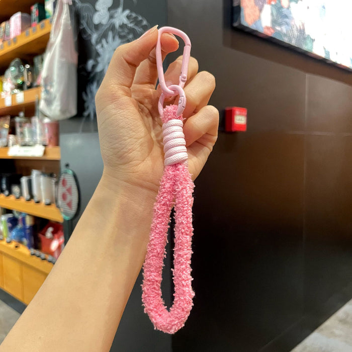 Wholesale Plush Braided Keychain with Colorful Tassel Fashion Phone Strap MOQ≥2