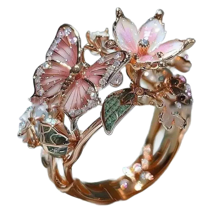 Wholesale color Butterfly flower Rings Adjustable rings