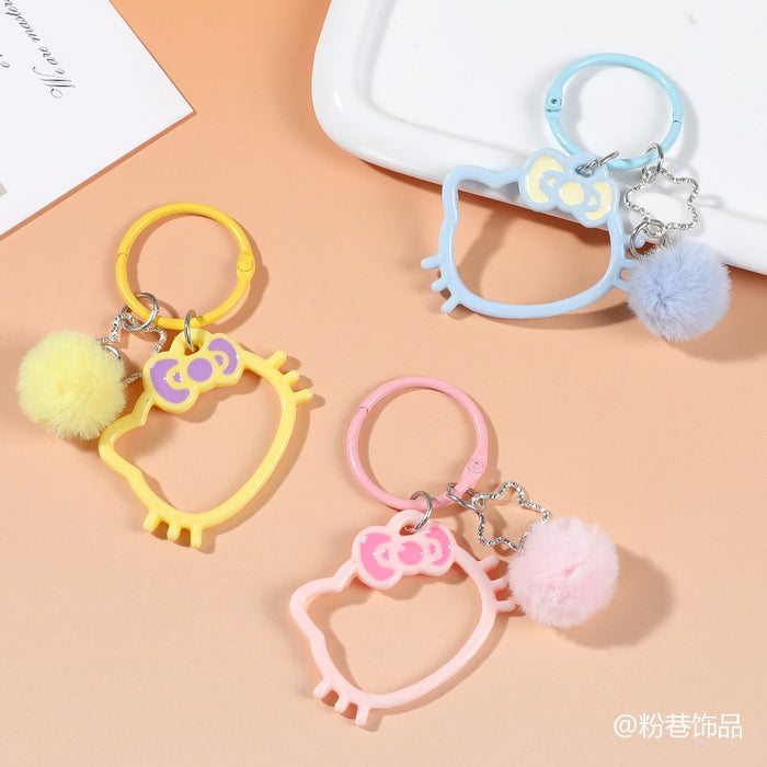 Wholesale Blue Plastic Cat Head Keychain Hollowed Out Cute Bag Charm For Backpack Birthday Gift