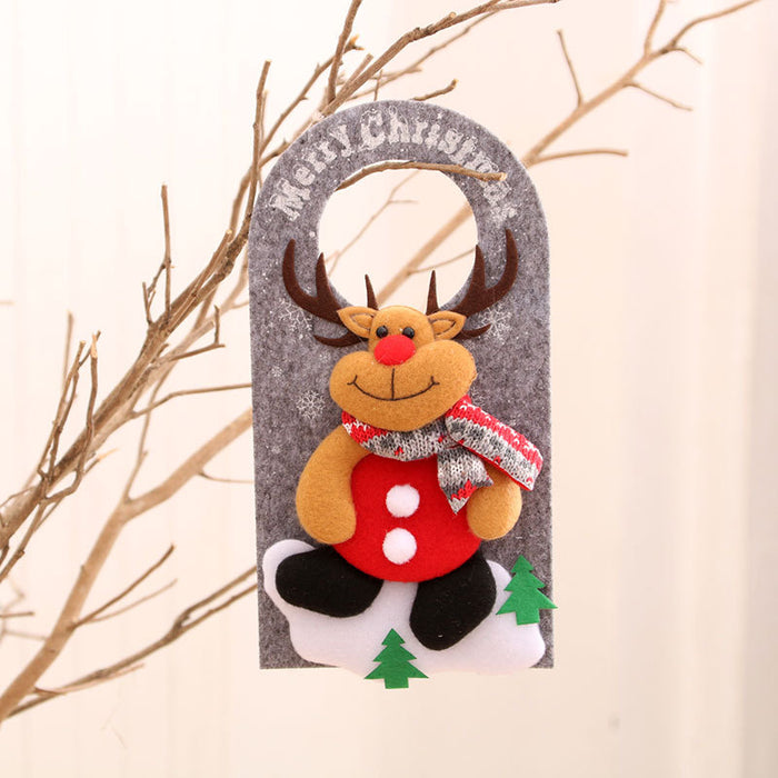 Wholesale Christmas Decorations Non-Woven Cartoon Christmas Door Hanging Pendant Hotel Shopping Mall Window Decoration