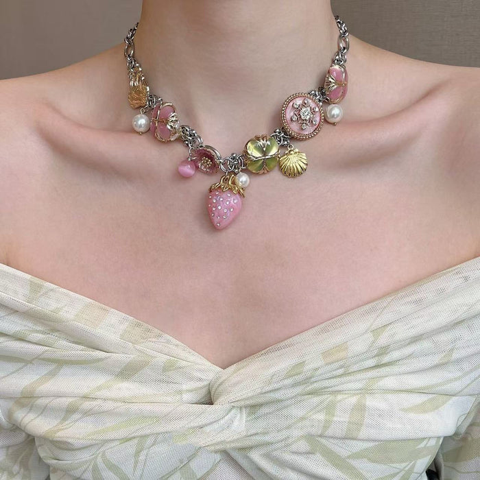 Wholesale Punk Style Strawberry Pendant choker necklace