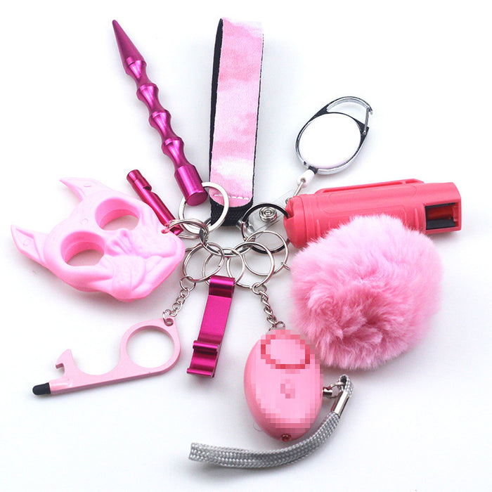 Wholesale Plastic Hair Ball Multifunctional 10-piece Keychain JDC-KC-TouMS062