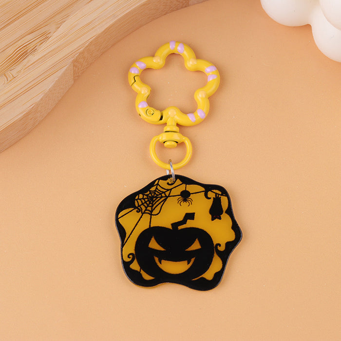 Wholesale  Series Acrylic Keychain Cartoon Funny Dark Style Pumpkin Cat Personality Hanging Jewelry