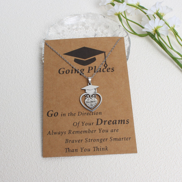 Wholesale 2026 Creative Graduation Gift: Matte Gold Graduation Cap Stainless Steel Necklace