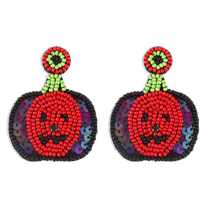 Wholesale Halloween Ghost Head South Pearl Sequin Earrings JDC-ES-QianDi004