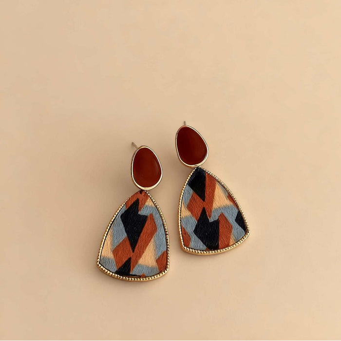 Wholesale Burgundy vintage floral heart stud earrings