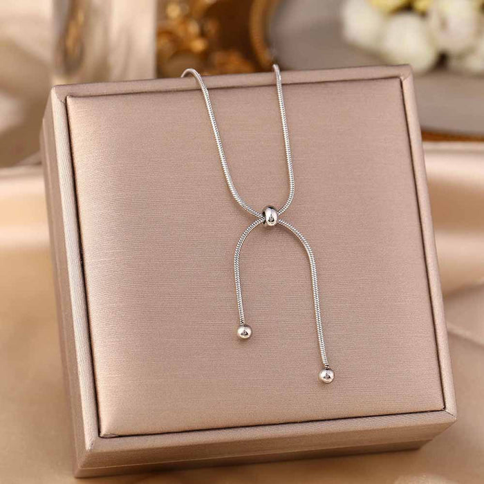 Wholesale Micro-Inlaid Zirconia Silver Titanium Steel Necklace JDC-NE-YinY001