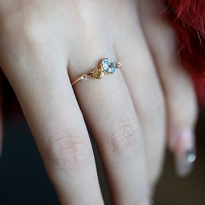 Wholesale Natural Topaz Yellow Crystal Light Luxury Versatile Ring