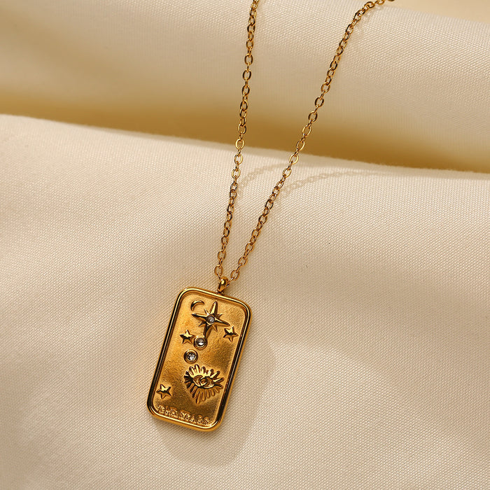 Wholesale Fashionable hot selling retro style stainless steel rainbow zircon necklace electroplating wholesale