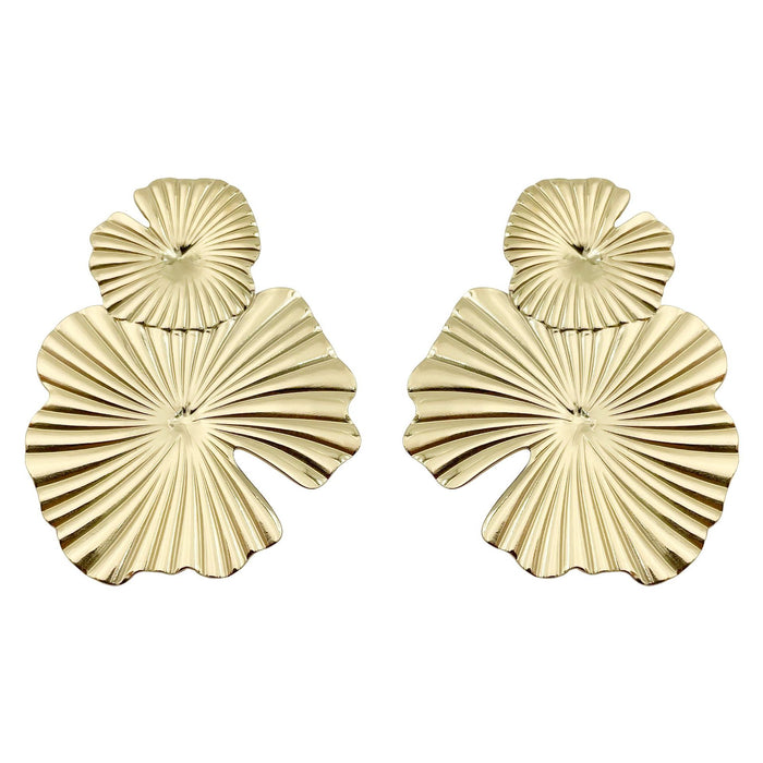 Wholesale Metal Exaggerated Personality Brushed Lotus Leaf Earrings Retro Large Sequin Earrings Trendy Women's Earrings