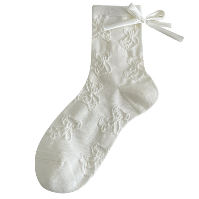 Wholesale Bow boneless socks, mid tube pile socks