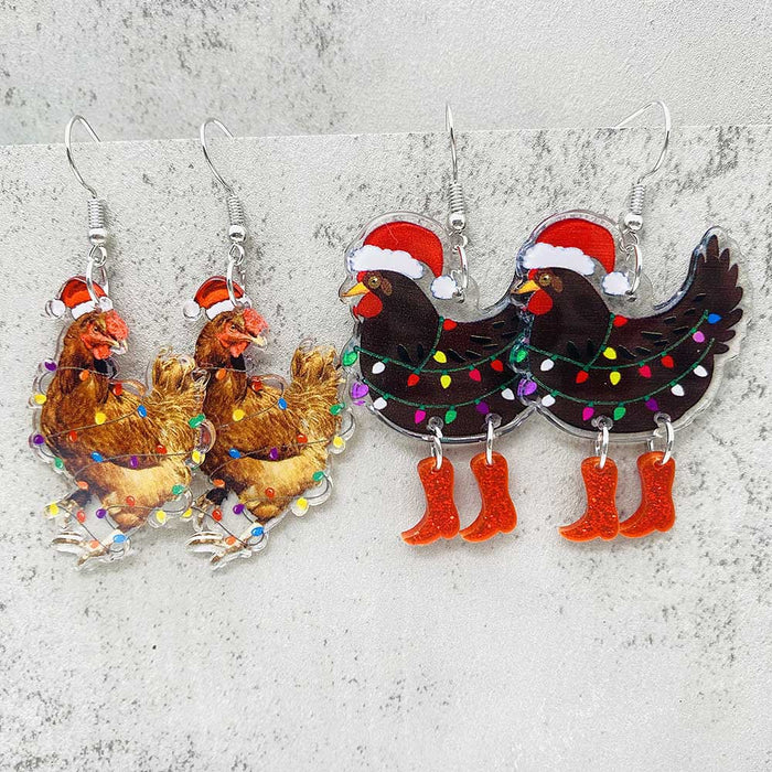 Wholesale Christmas earrings snowflake  candy snowman acrylic earrings Christmas ornaments gift