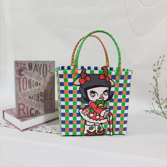 Wholesale Rattan Handbag Cartoon Plastic Handbag Lightweight Daily Wear Leisure Travel Shoulder Bag