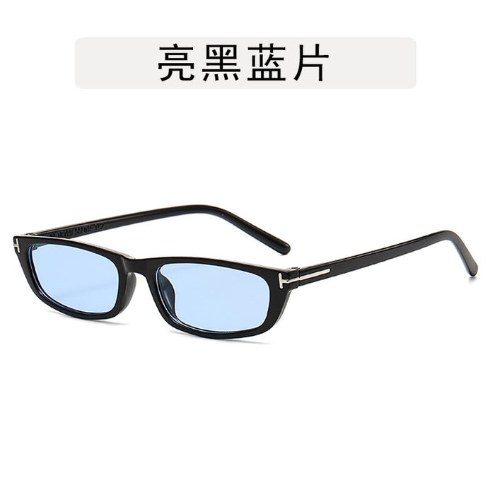 Wholesale Retro small frame T-shaped sunglasses, new fashionable square narrow frame sunglasses, trendy sun protection street photography glasses