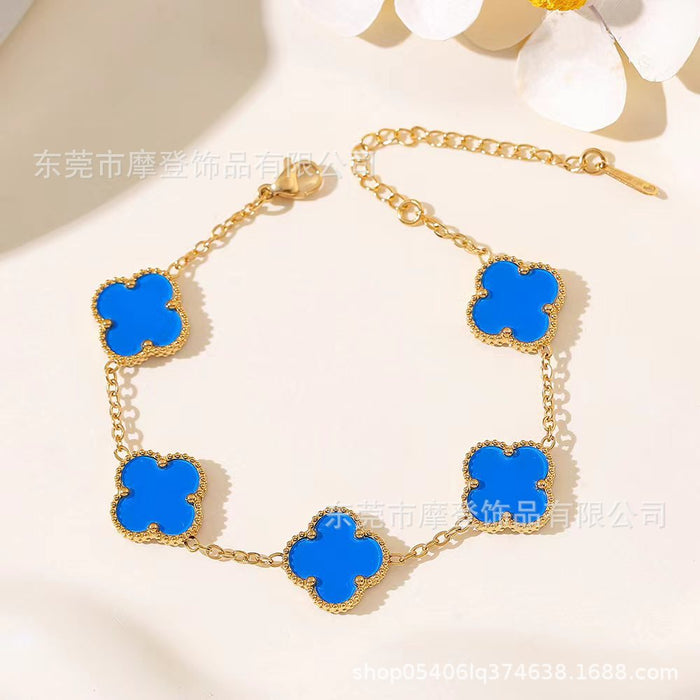 Wholesale titanium steel four-leaf clover bracelet JDC-BT-Modeng002