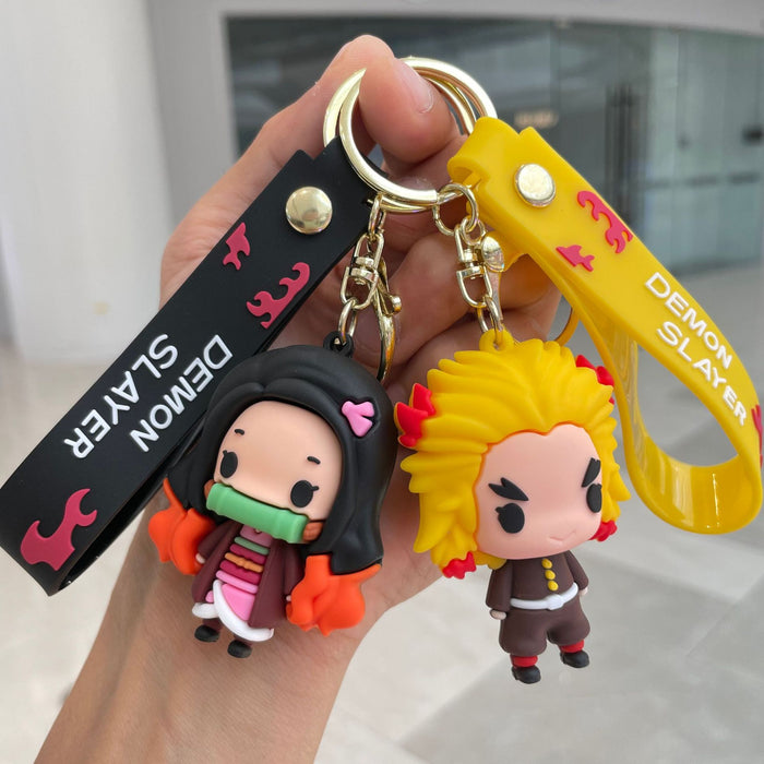 Wholesale Q-version keychain, backpack pendant, soft rubber figurine, car keychain, student gift
