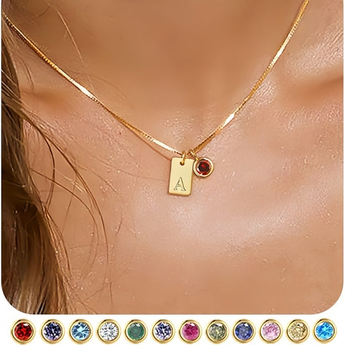 Wholesale New genuine gold plated versatile 26 letter square pendant necklace for commuting and simple accessories