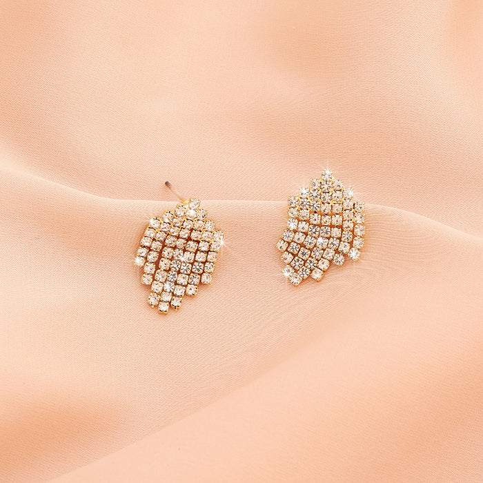 Wholesale Earrings with a high-end feel, full of diamond leaves, fashionable tassel earrings, new earrings, light luxury, niche, versatile